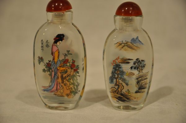 2 tabatières chinoises en verre peint de l’intérieur   – Image 3