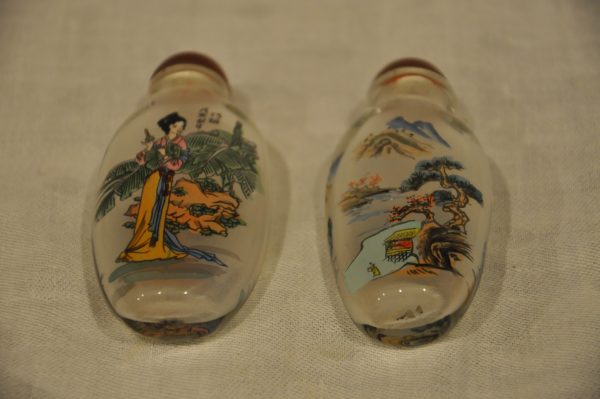2 tabatières chinoises en verre peint de l’intérieur   – Image 2