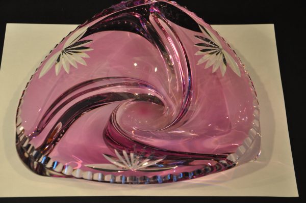 Coupe vide poche en cristal étiré et taillé style Val St Lambert