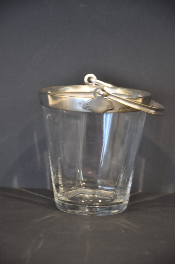 Petit sceau à glaçon en cristal et  métal argenté (Angleterre) – Image 7