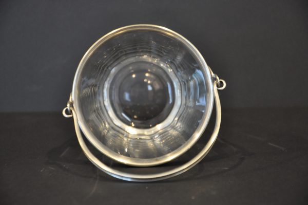 Petit sceau à glaçon en cristal et  métal argenté (Angleterre) – Image 3