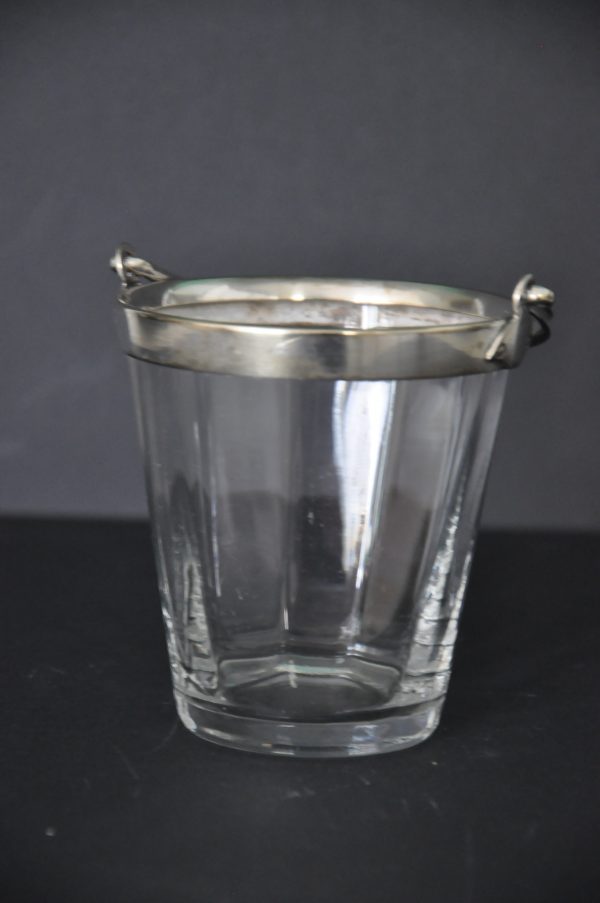 Petit sceau à glaçon en cristal et  métal argenté (Angleterre) – Image 2