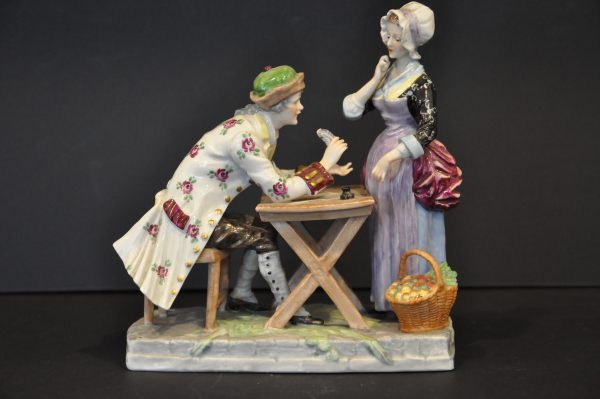 L'écrivain public  sujet en porcelaine  "Akermann & Fritze Volkstedt"