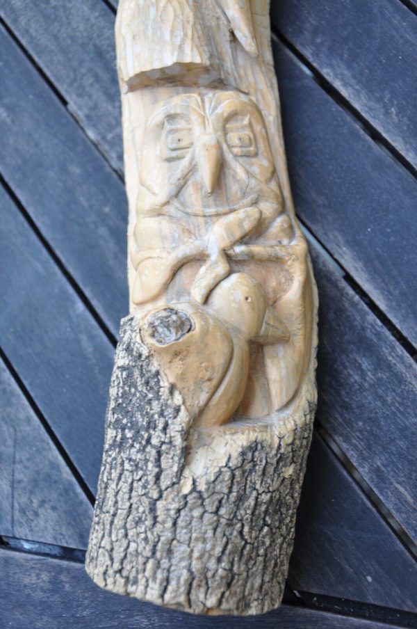 Esprit de bois sculpture asiatique vieux sage et le hibou – Image 7