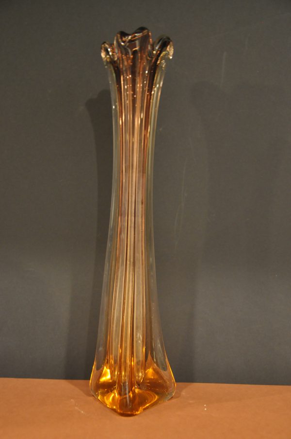 Soliflore vintage en cristal orange – Image 6
