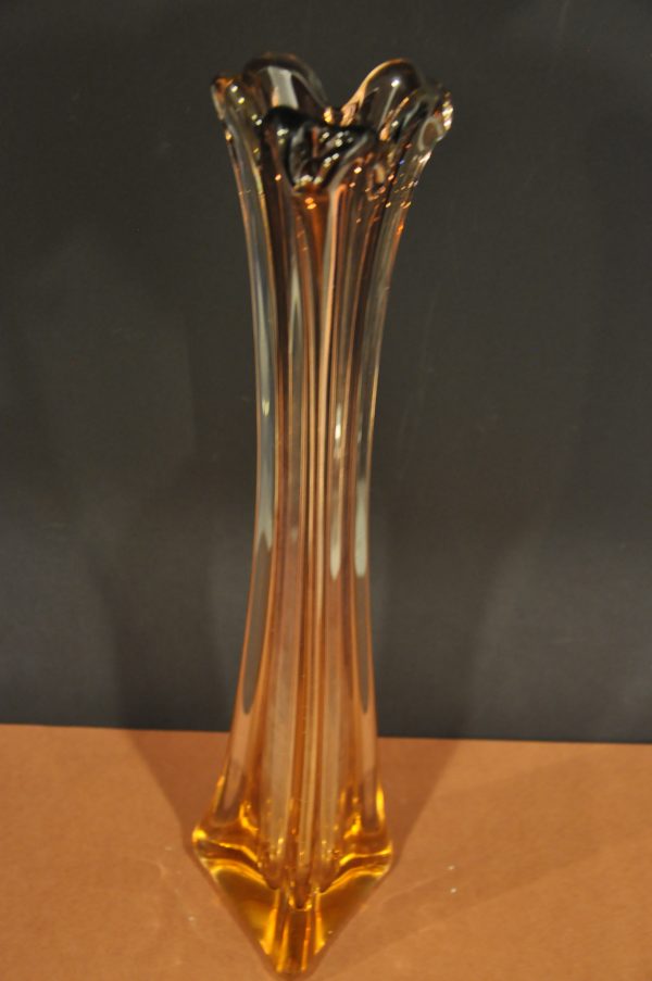Soliflore vintage en cristal orange