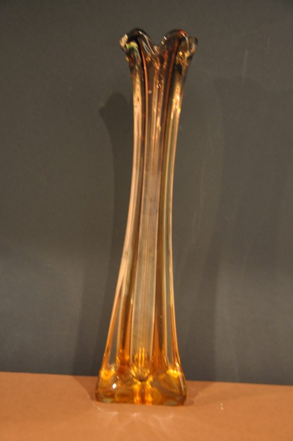 Soliflore vintage en cristal orange – Image 2