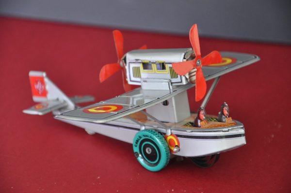 ANCIEN JOUET EN TOLE AVION  A HELICE MECANIQUE – Image 6
