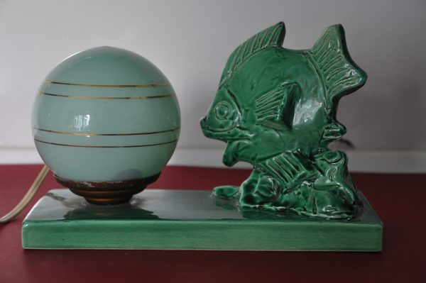 Lampe en ceramique poisson et son globe