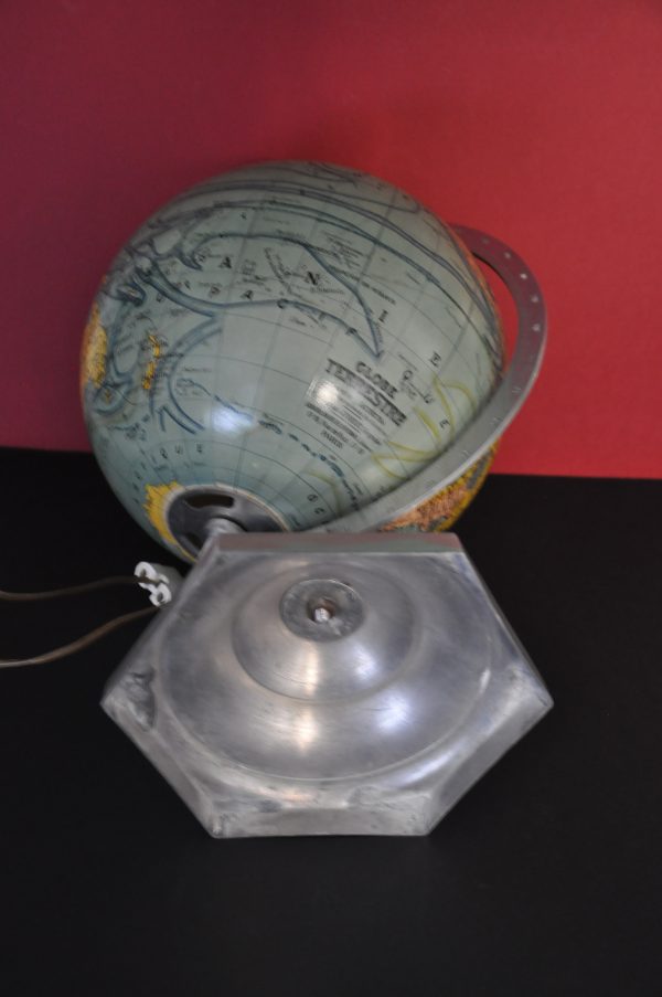 Globe terrestre en verre et aluminium retro lumineux "girard barrere &thomas – Image 8