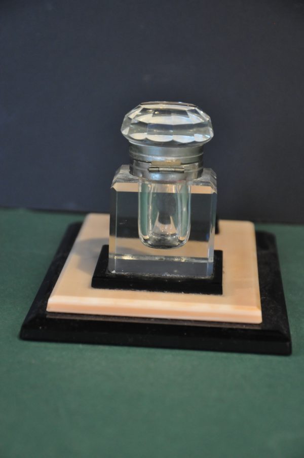 Encrier vintage en marbre et verre épais - Art déco – Image 6