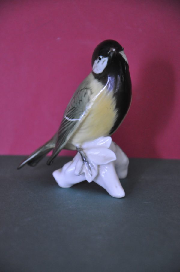 figurine en porcelaine  de Saxe , mésange à tête noire