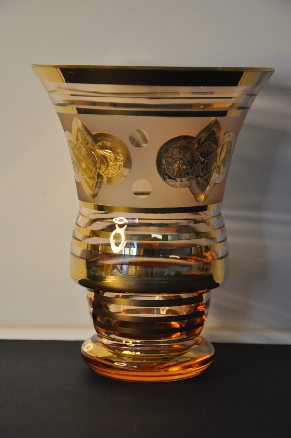 Vase en verre dépoli doré - Années 60