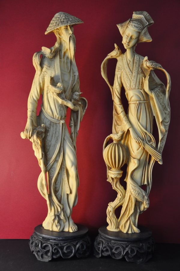 Paire de statues chinoises sculptées en résine - ART ASIATIQUE – Image 9
