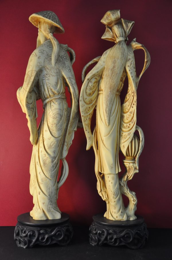 Paire de statues chinoises sculptées en résine - ART ASIATIQUE – Image 7