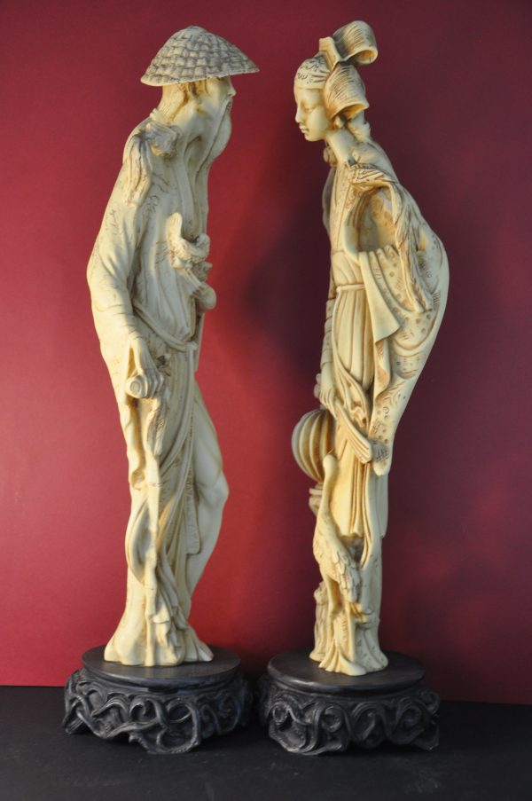 Paire de statues chinoises sculptées en résine - ART ASIATIQUE – Image 6