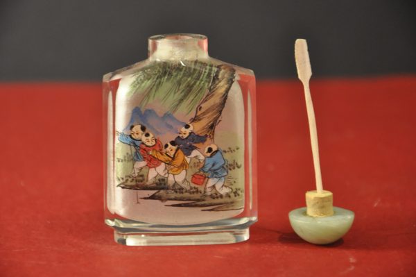 Fiole à Tabac chinoise ou bouteille a prisé Peinte de L'interieur – Image 5