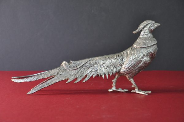 Magnifique paire de perdrix en métal argenté – Image 8