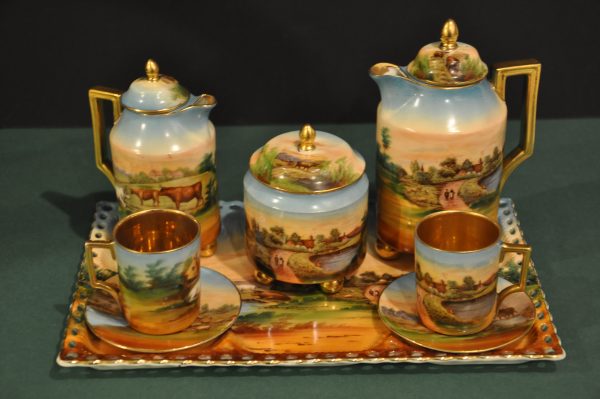 Service à café  tête à tête  en porcelaine fine - VICTORIA - XIXème