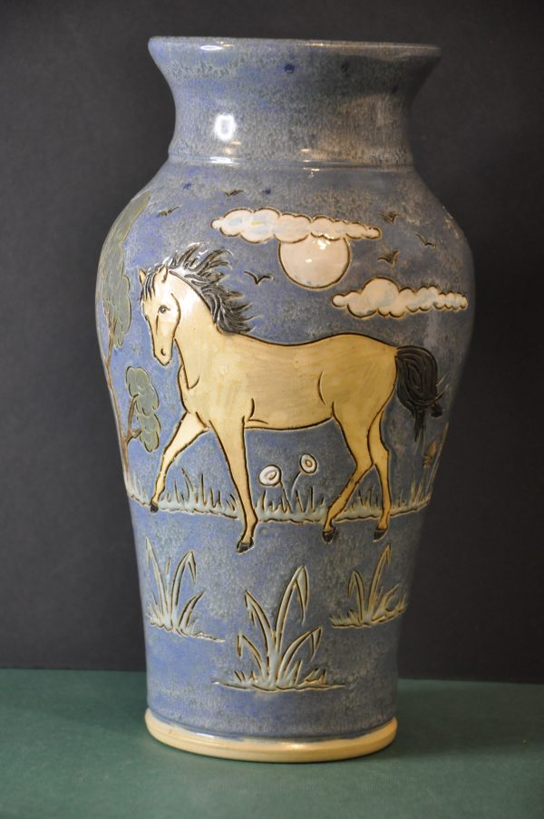 Vase en grès émaillé signé Willy Biron - Poterie de Châtelet (1917-1980)