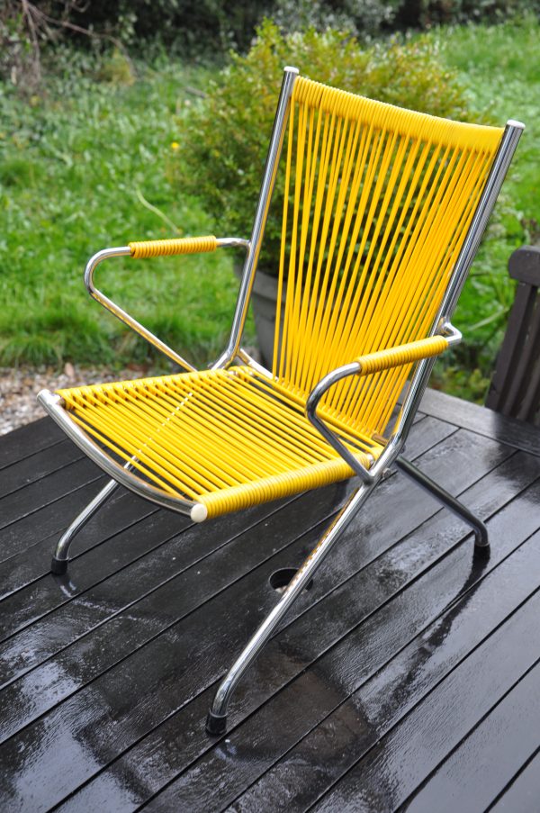 Chaise enfant pliable en scoubidou vintage années 60