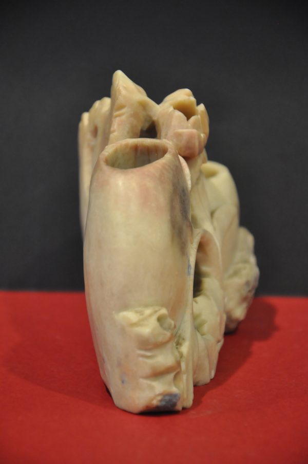 Encrier et Rince Pinceaux  sculpté  vintage  en Stéatite (Pierre de Lard) – Image 7