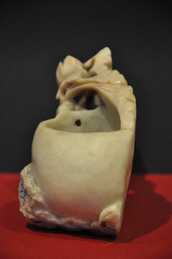Encrier et Rince Pinceaux  sculpté  vintage  en Stéatite (Pierre de Lard) – Image 6