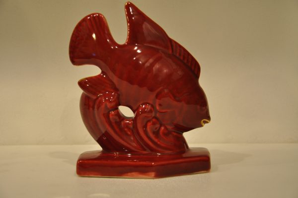Poisson en céramique bordeaux et or,  annèes 50 – Image 7