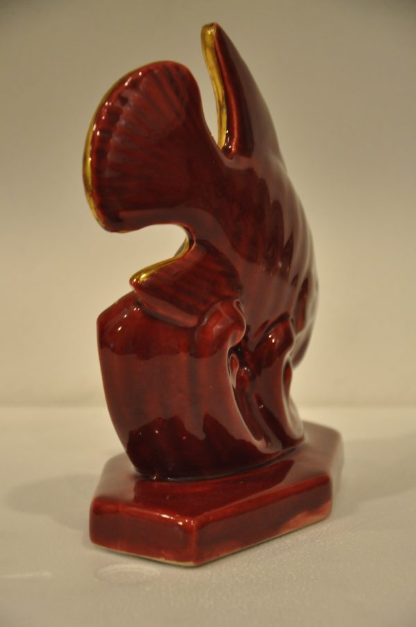 Poisson en céramique bordeaux et or,  annèes 50 – Image 3