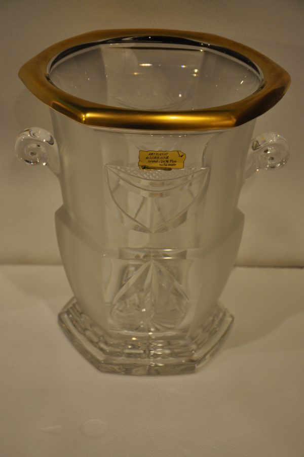 Superbe seau à champagne de luxe en cristal de Lorraine 24% Pbo - et doré à l'or fin 24 carats – Image 16