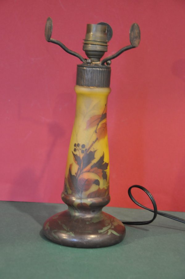 Pied de lampe Art Nouveau en verre signé Peynaud – Image 13