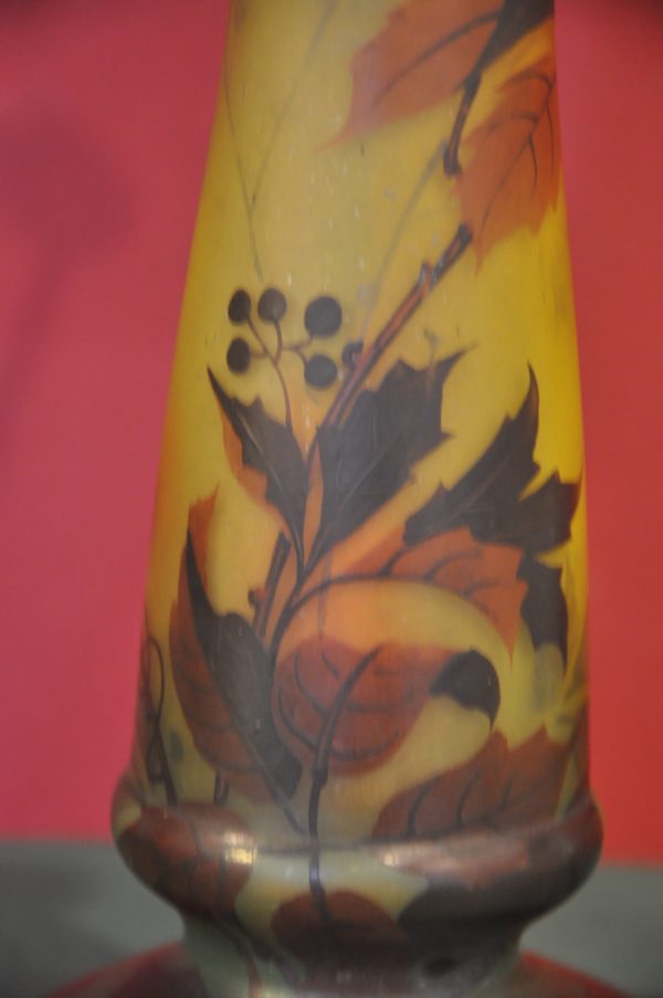 Pied de lampe Art Nouveau en verre signé Peynaud – Image 11