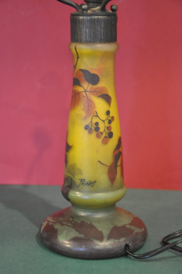 Pied de lampe Art Nouveau en verre signé Peynaud – Image 9