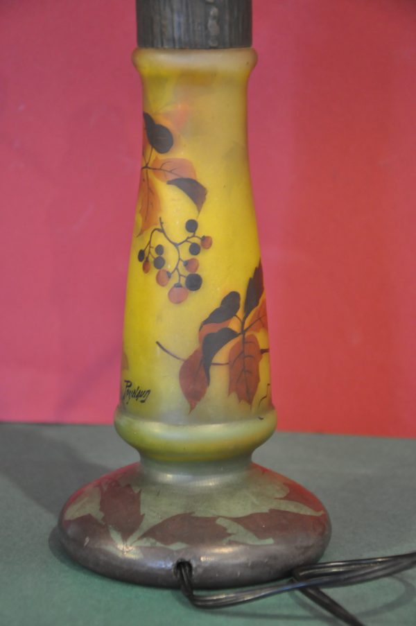 Pied de lampe Art Nouveau en verre signé Peynaud – Image 4