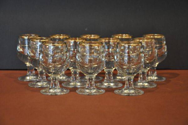 12 Verres à digestif Verres à pied avec liseré doré