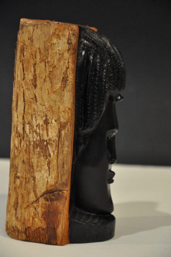 Magnifique tête africaine sculptée, en bois dense – Image 5