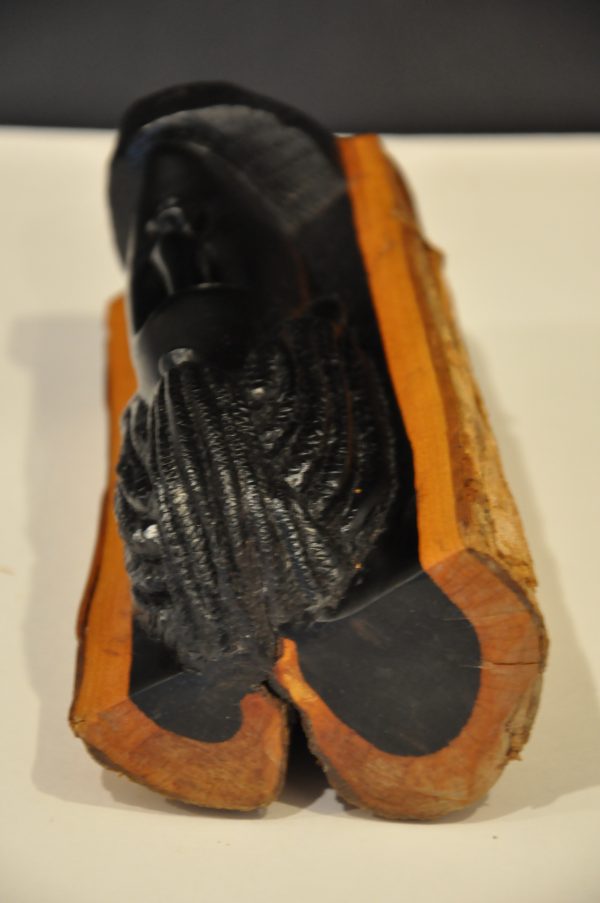 Magnifique tête africaine sculptée, en bois dense – Image 3