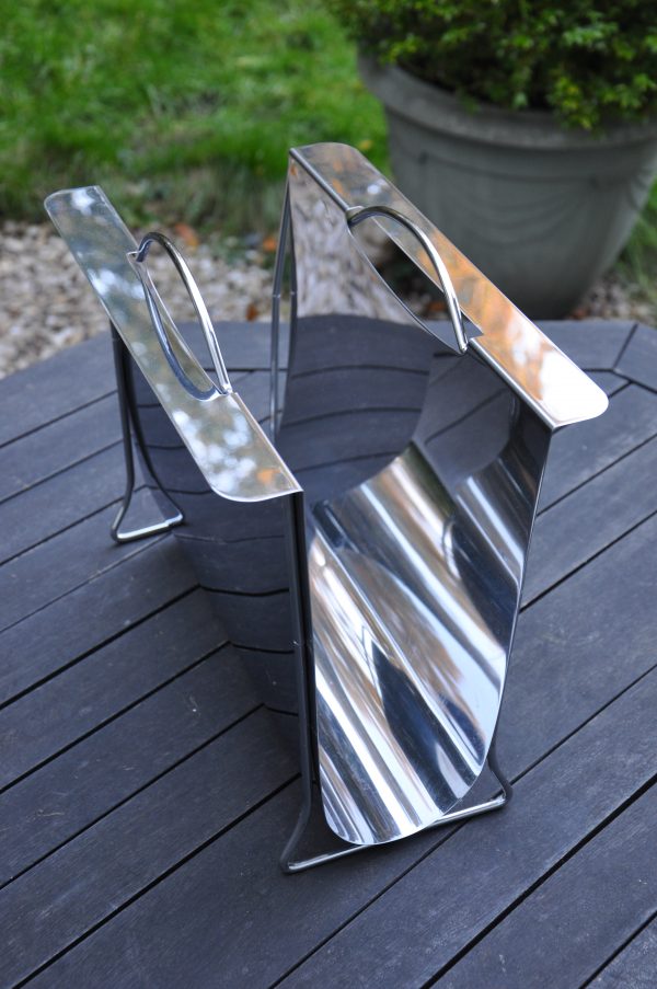 Porte-revues ou porte-vinyles en inox , du designer française Maria Pergay, – Image 6