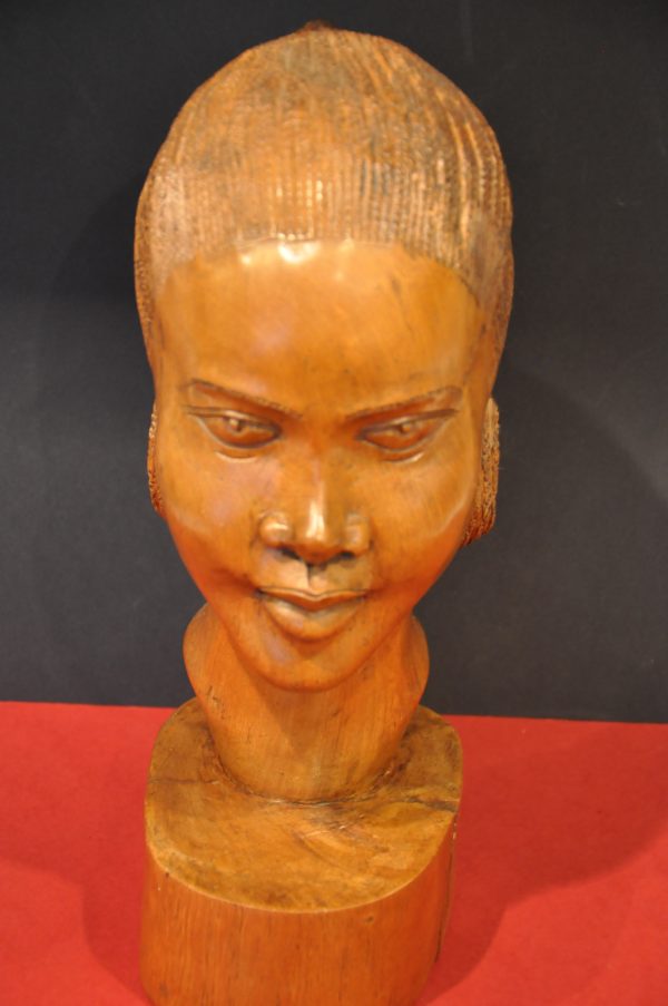 SCULPTURE TETE EN BOIS DE  PALISSANDRE FEMME MADAGASCAR – Image 8