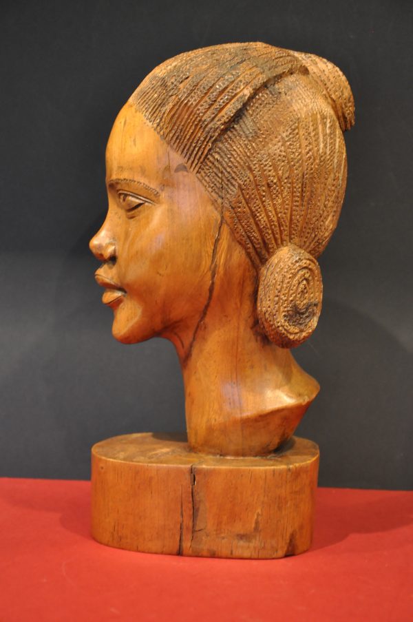 SCULPTURE TETE EN BOIS DE  PALISSANDRE FEMME MADAGASCAR – Image 7