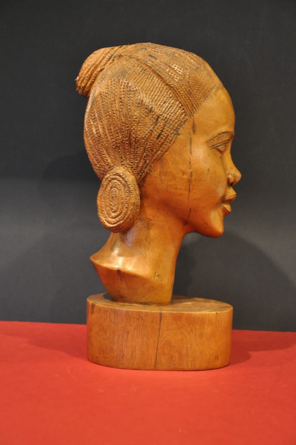 SCULPTURE TETE EN BOIS DE  PALISSANDRE FEMME MADAGASCAR – Image 5