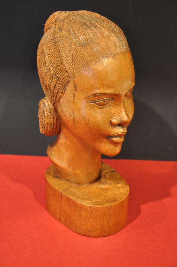 SCULPTURE TETE EN BOIS DE  PALISSANDRE FEMME MADAGASCAR – Image 4