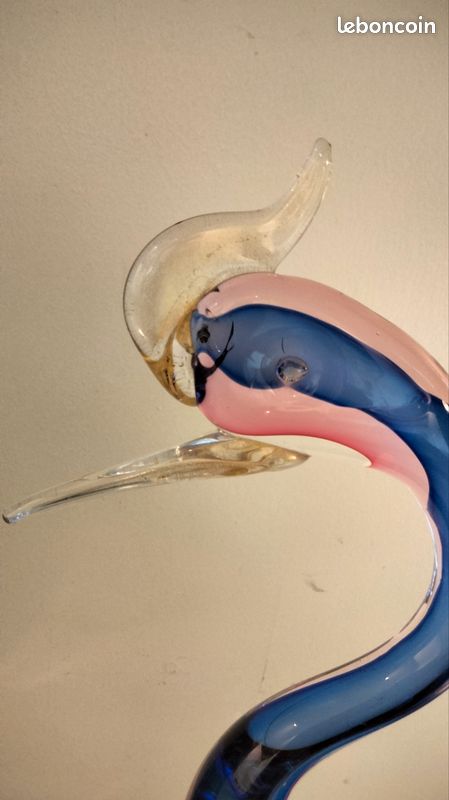 Grande Sculpture Héron / Oiseau de paradis en verre de Murano – Sommerso & Or – 42 cm – Image 6