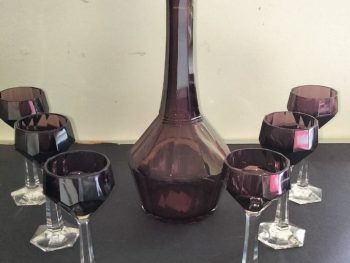 Service à Liqueur Art Déco en Cristal Améthyste – Val Saint-Lambert – Circa 1930