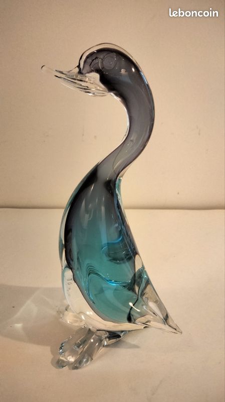 Sculpture Canard Élancé en verre de Murano – Technique Sommerso – 21 cm