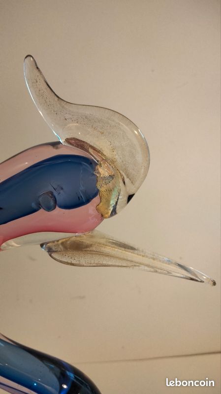 Grande Sculpture Héron / Oiseau de paradis en verre de Murano – Sommerso & Or – 42 cm – Image 8