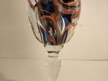 Porte-Perruque en Verre Soufflé / Sulfure d&rsquo;Art  – MURANO – 25 cm