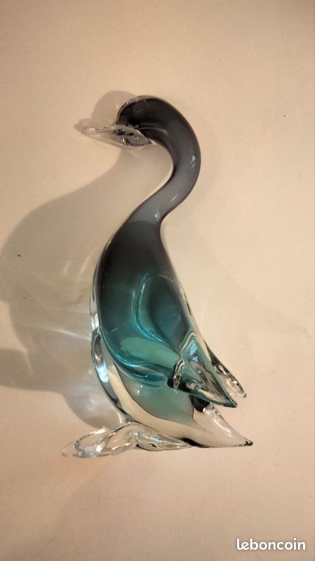 Sculpture Canard Élancé en verre de Murano – Technique Sommerso – 21 cm – Image 3