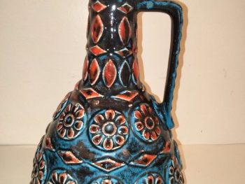 Vase en Poterie Fat Lava Op Art Multicolore par Bay Ceramics Germany, 1960s